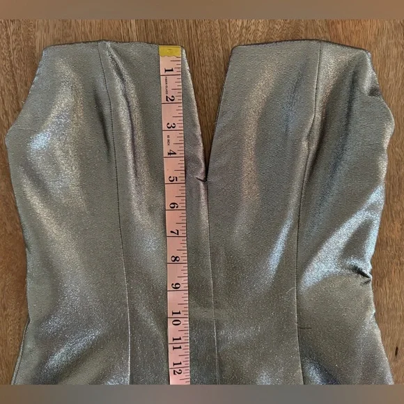 Redemption Gold Lamé Strapless Mini Dress Metallic Shimmer w/ Inner Lining - Picture 14 of 16